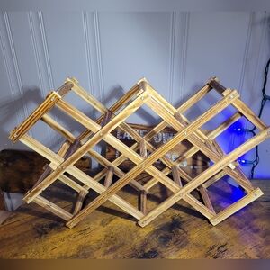 Vintage Wooden accordion Folding Wine Rack
